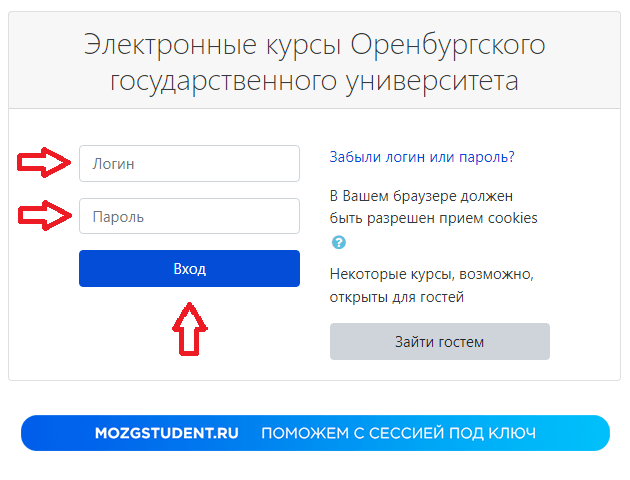Вход ОГУ