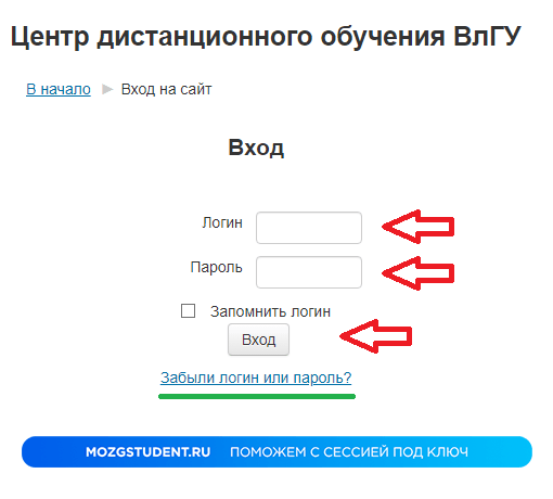 Вход ВлГУ