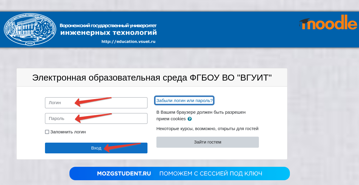 Вход ВГУИТ